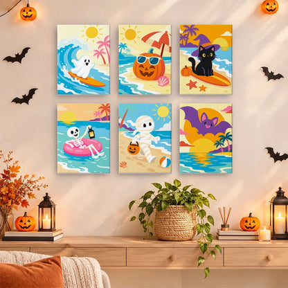 Paint by Numbers – 6 Mini Paintings | Spooky Summer Beach Days Set