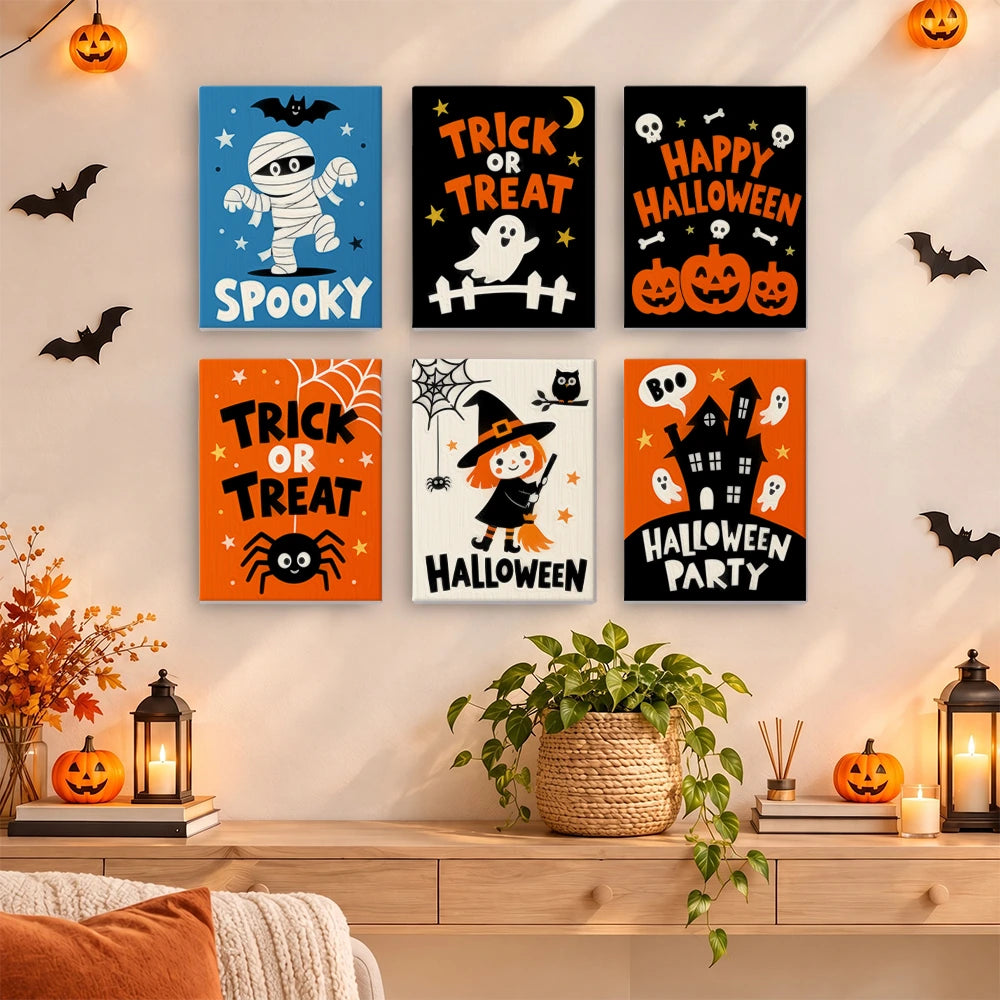 Paint by Numbers – 6 Mini Paintings | Trick or Treat Party Posters Set