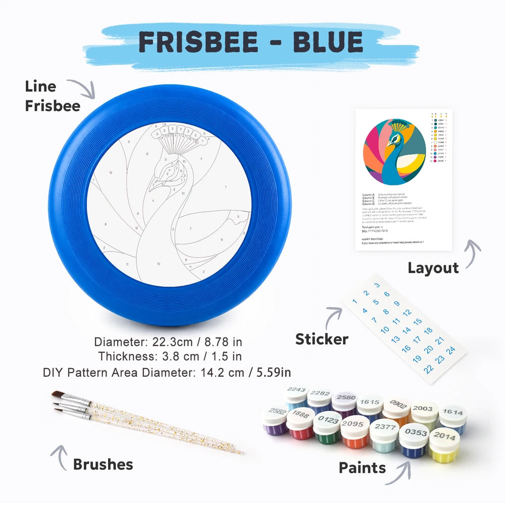 
Paint by Numbers - Frisbee | Colorful Peacock