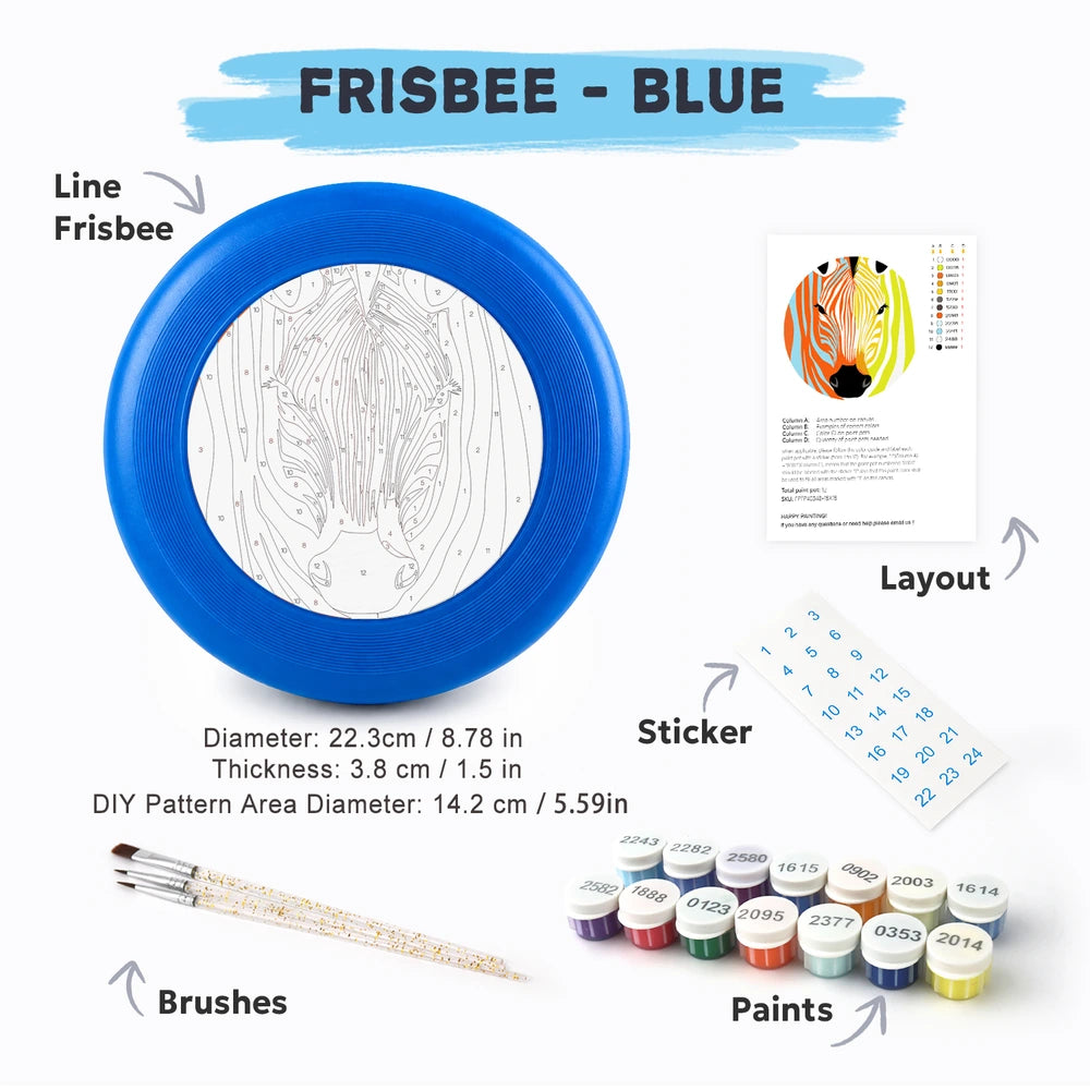 
Paint by Numbers - Frisbee | Colorful Zebra Face