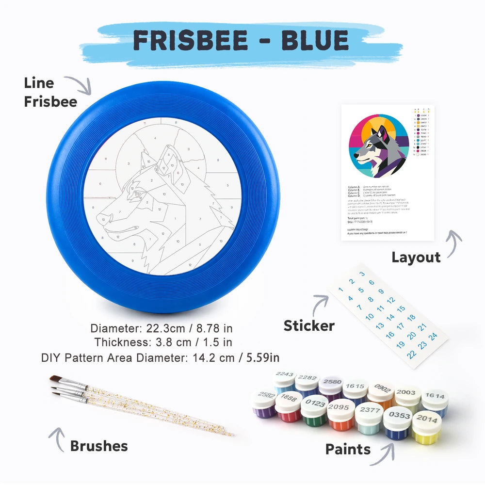 
Paint by Numbers - Frisbee | Geometric Wolf Head