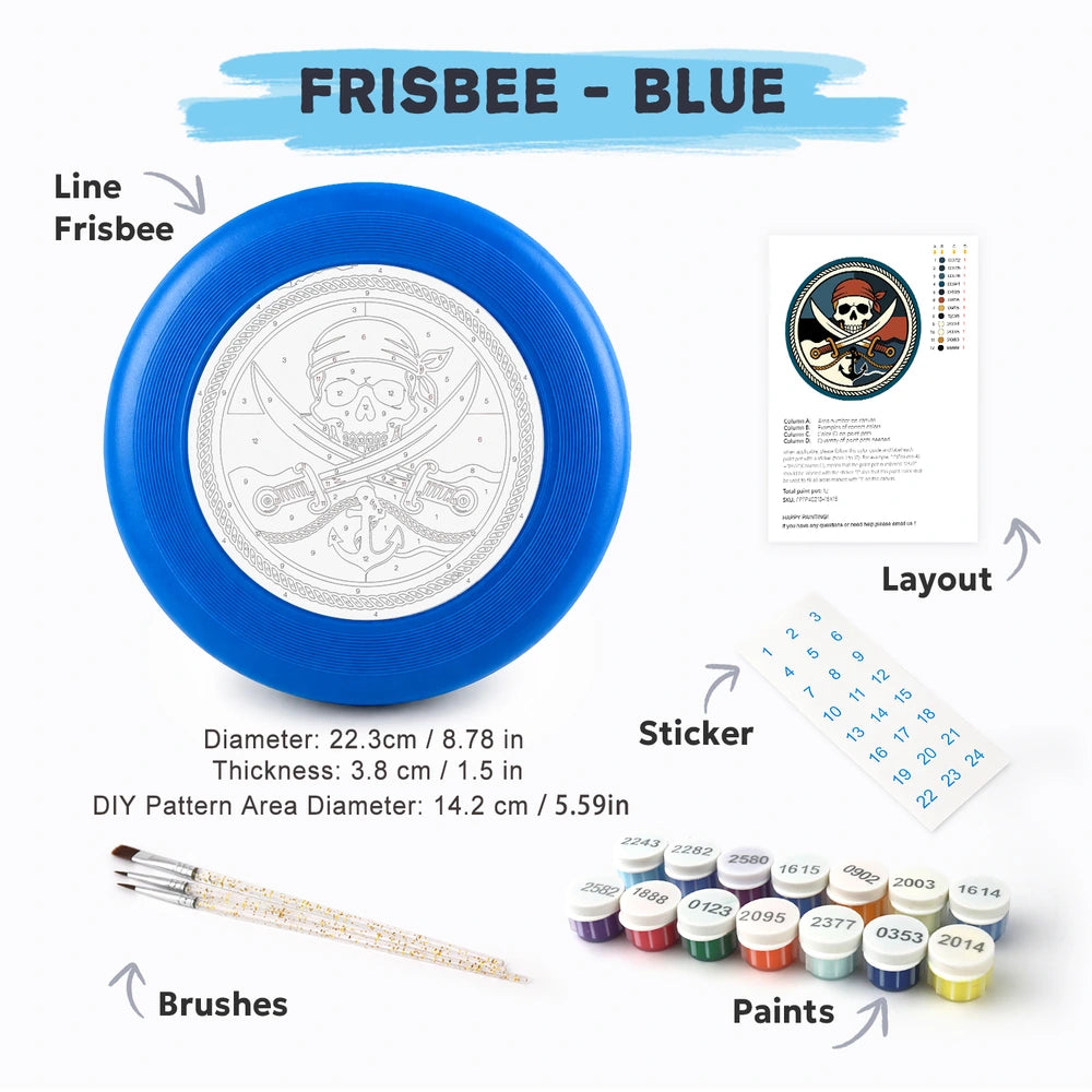 Paint by Numbers - Frisbee | Pirate Skull and Swords