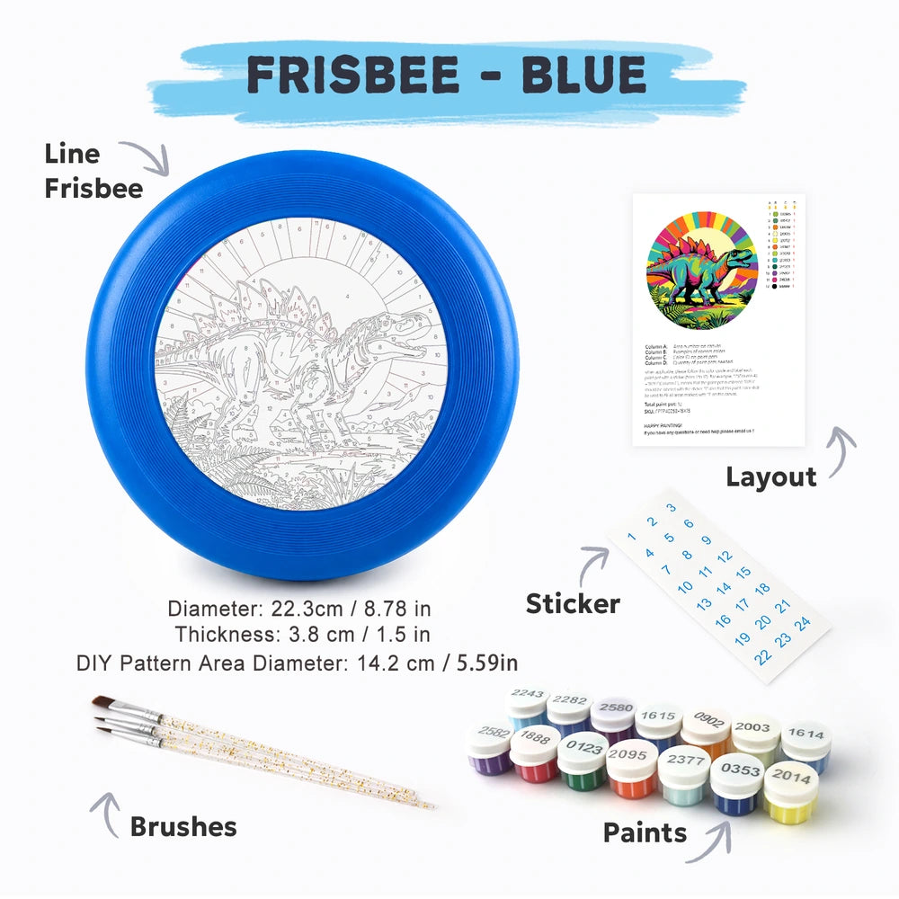 
Paint by Numbers - Frisbee | Rainbow Stegosaurus