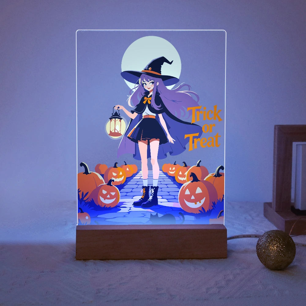 Paint by Numbers - Halloween Light | Witch with Lantern at Full Moon