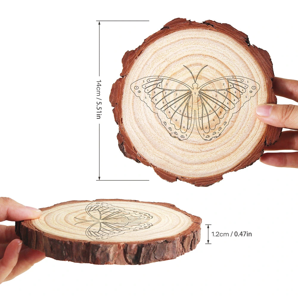 Paint by Numbers - Wood Slice | Blue Morpho Butterfly