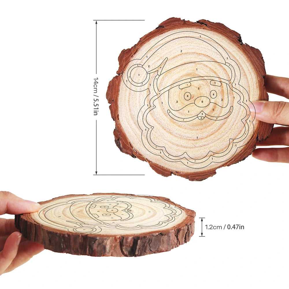 Paint by Numbers - Wood Slice | Santa Face in a Red Hat