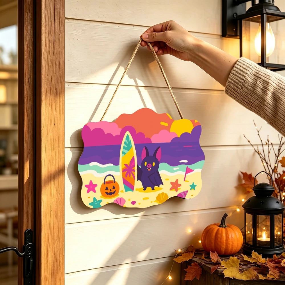 Paint by Numbers - Wooden Door Hanger | Bat at the Beach
