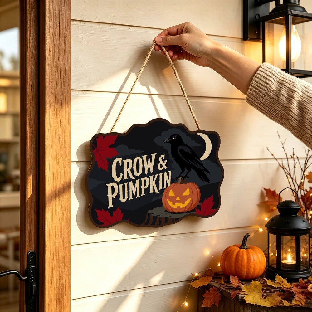Paint by Numbers - Wooden Door Hanger | Crow and Pumpkin