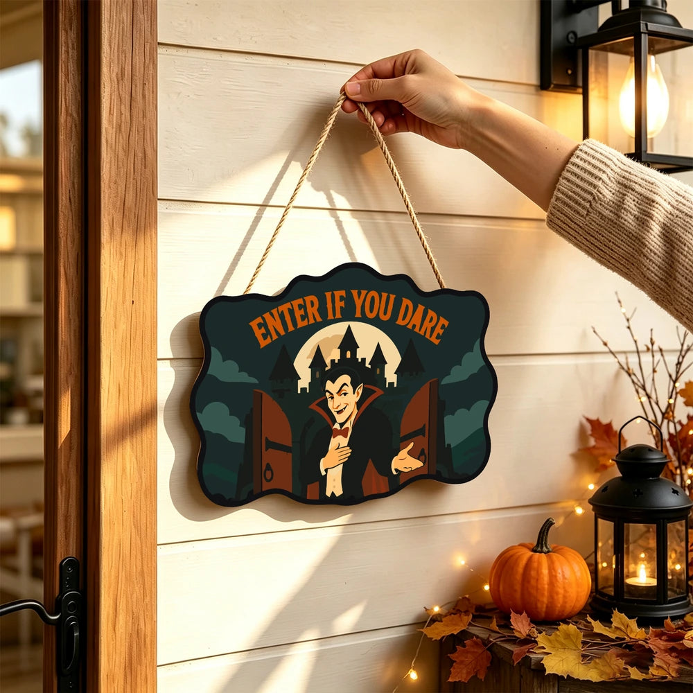 Paint by Numbers - Wooden Door Hanger | Enter If You Dare Vampire
