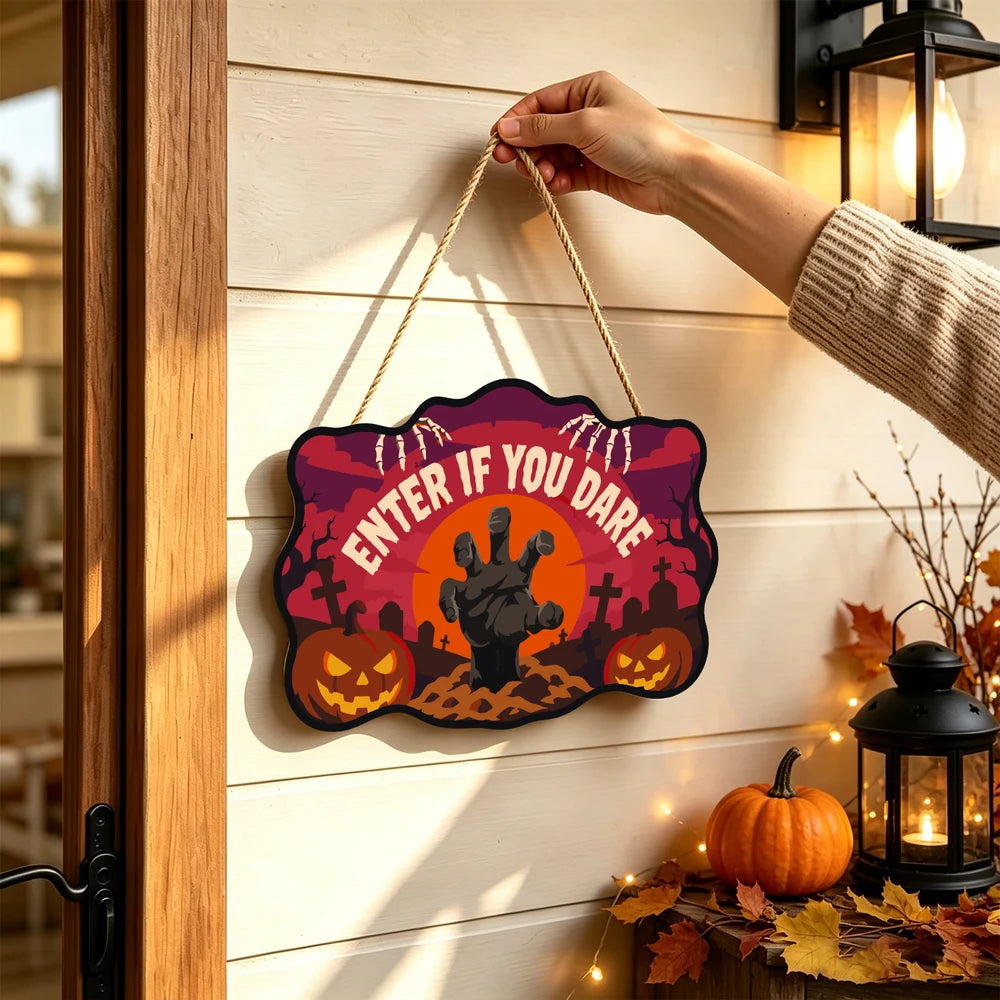 Paint by Numbers - Wooden Door Hanger | Enter If You Dare Zombie Hand