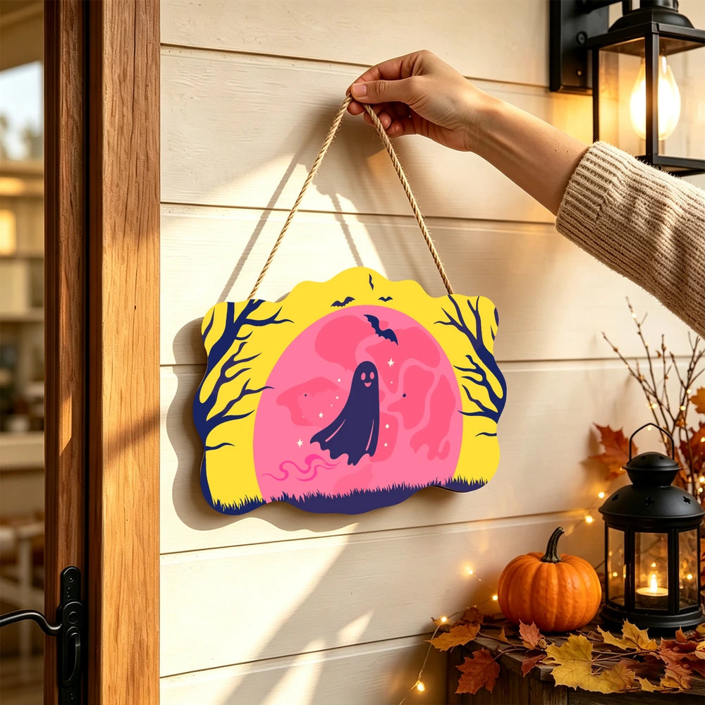 
Paint by Numbers - Wooden Door Hanger | Ghost in the Pink Moon