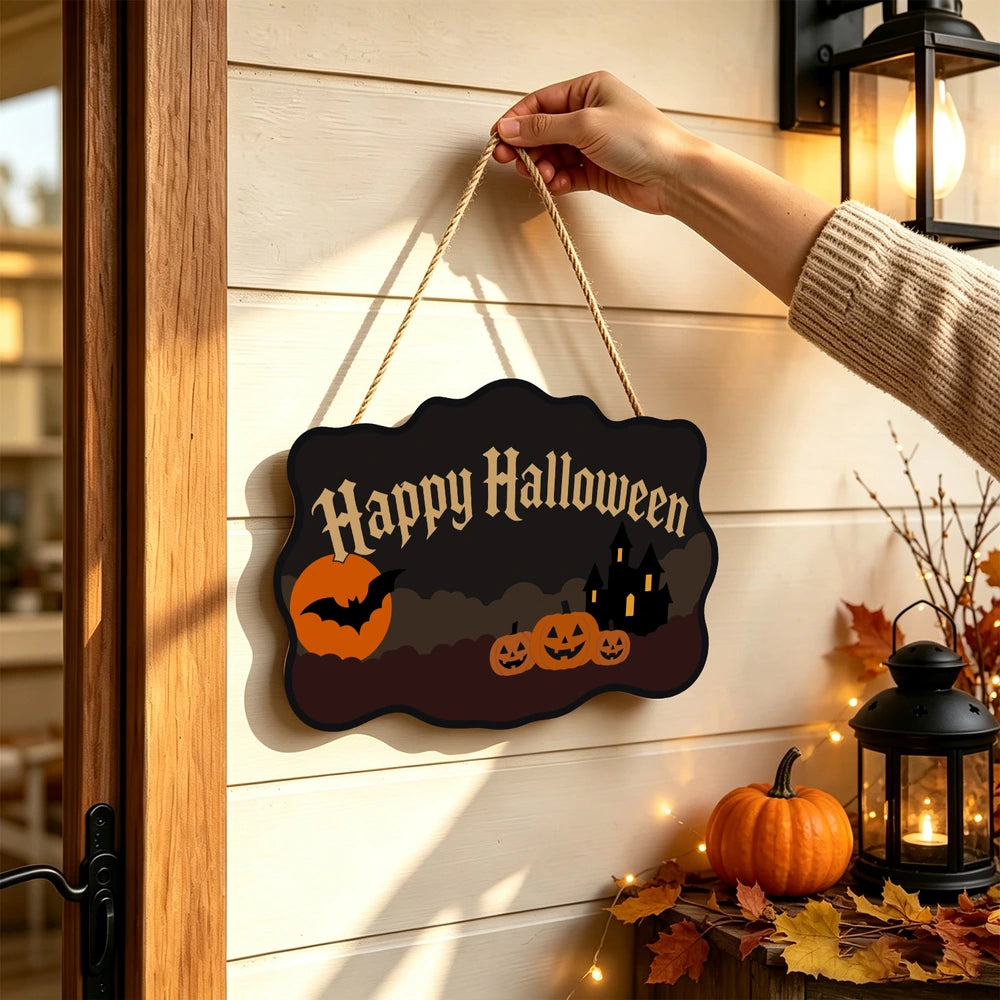 Paint by Numbers - Wooden Door Hanger | Happy Halloween Haunted Castle