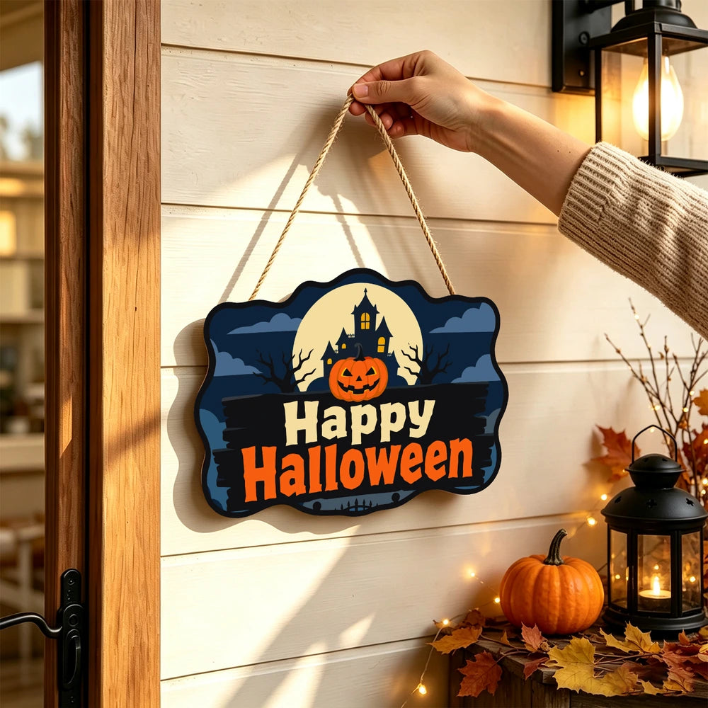 Paint by Numbers - Wooden Door Hanger | Happy Halloween Haunted House Sign