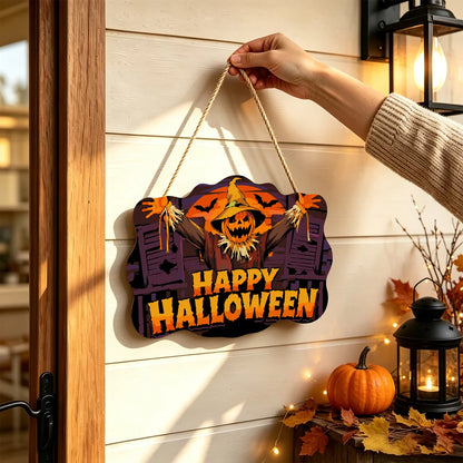 Paint by Numbers - Wooden Door Hanger | Happy Halloween Scarecrow at the Window