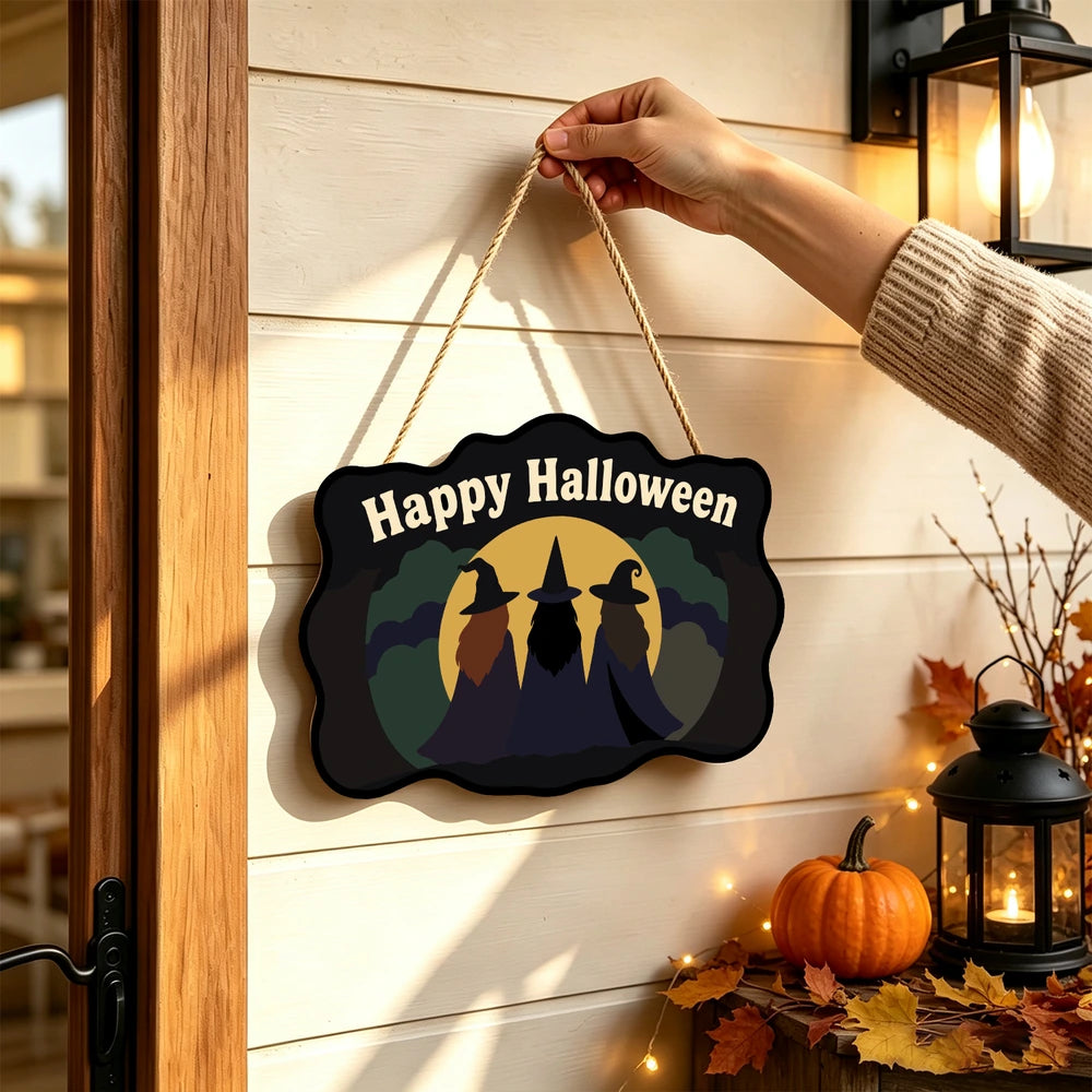 Paint by Numbers - Wooden Door Hanger | Happy Halloween Three Witches