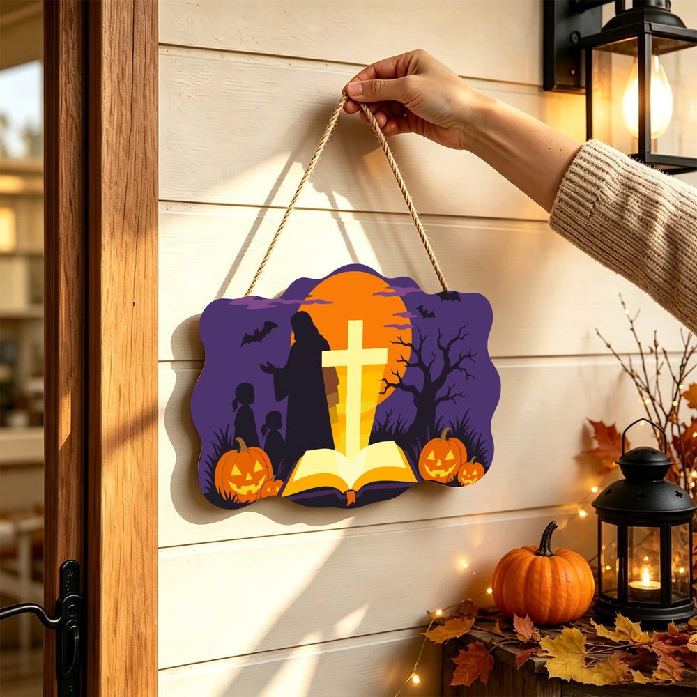 Paint by Numbers - Wooden Door Hanger | Jesus with Children and the Golden Cross