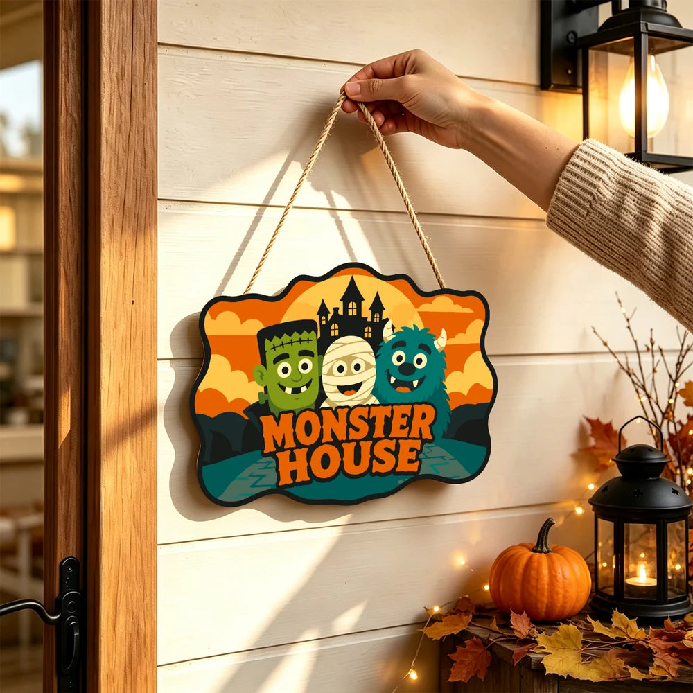 
Paint by Numbers - Wooden Door Hanger | Monster House