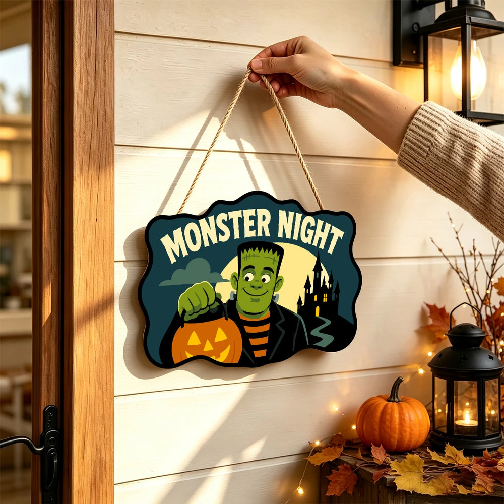 Paint by Numbers - Wooden Door Hanger | Monster Night