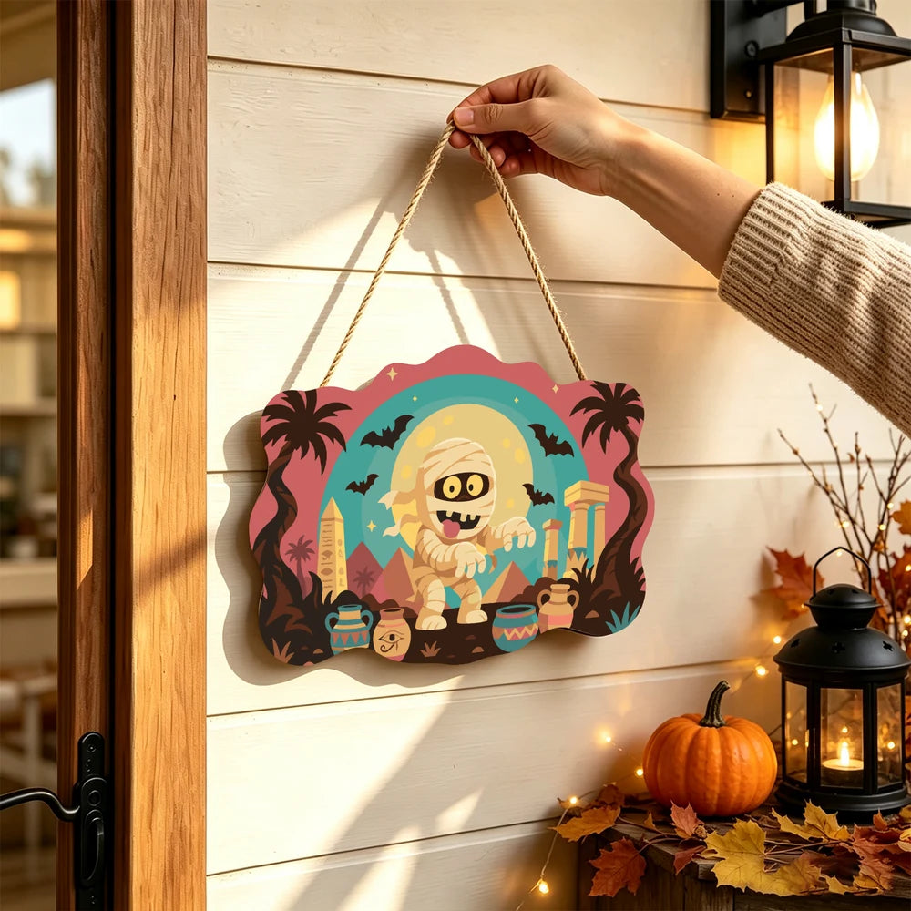 Paint by Numbers - Wooden Door Hanger | Mummy Among the Pyramids