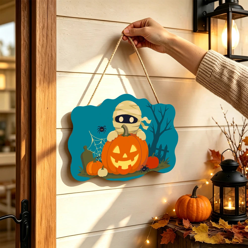 
Paint by Numbers - Wooden Door Hanger | Mummy Behind a Jack-o'-Lantern
