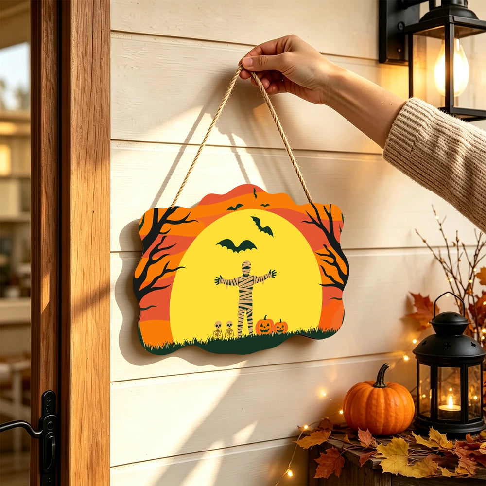 
Paint by Numbers - Wooden Door Hanger | Mummy in the Orange Moon