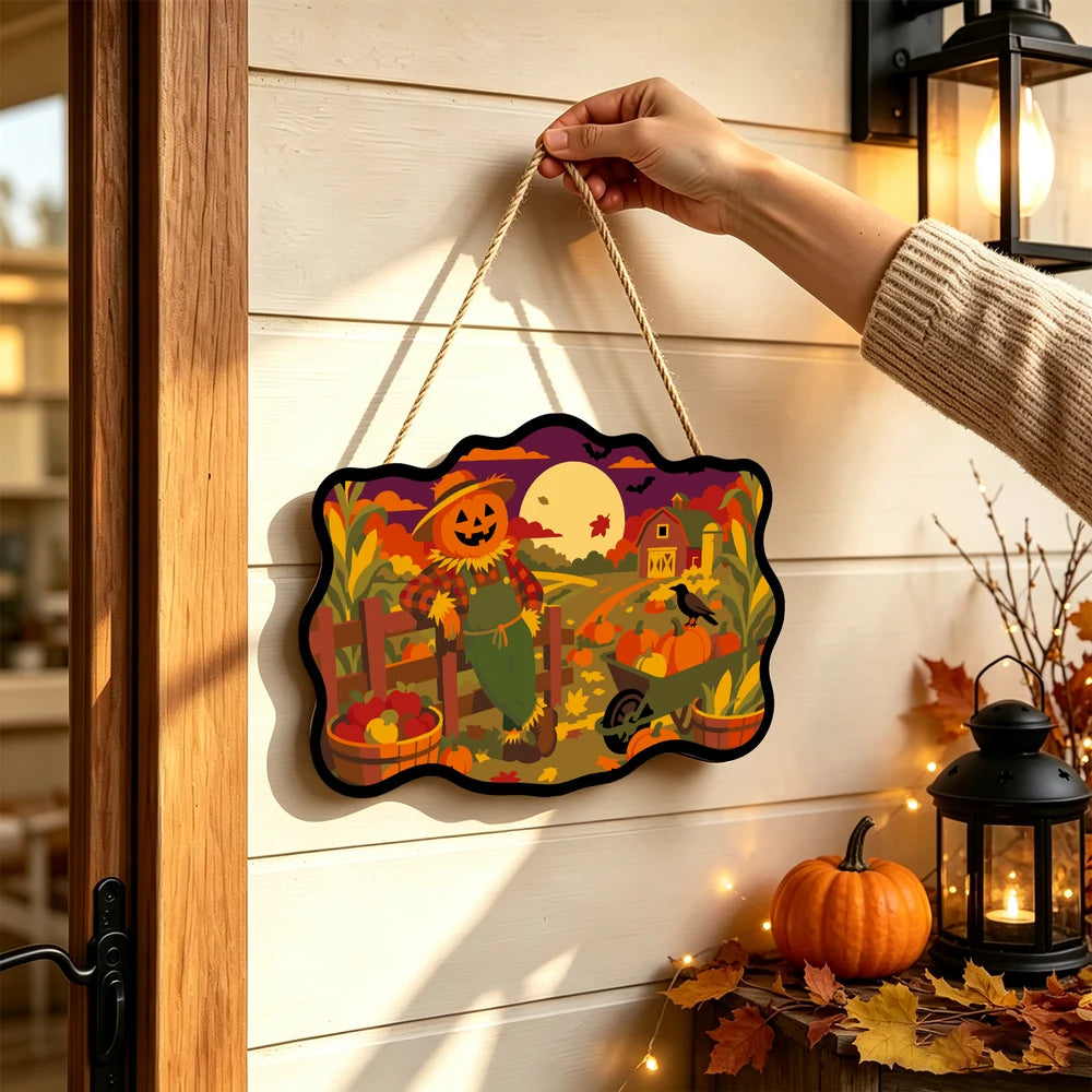 Paint by Numbers - Wooden Door Hanger | Scarecrow at the Harvest Farm