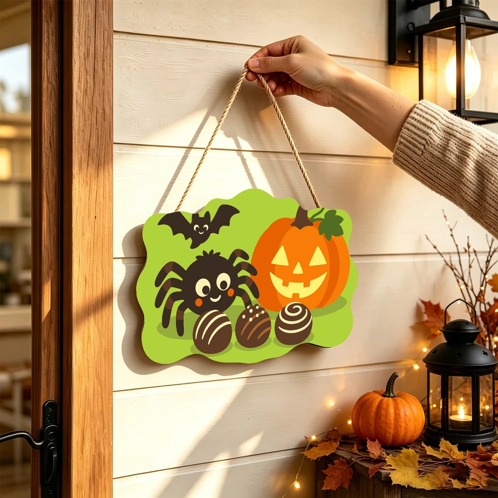 
Paint by Numbers - Wooden Door Hanger | Spider with Chocolate Treats