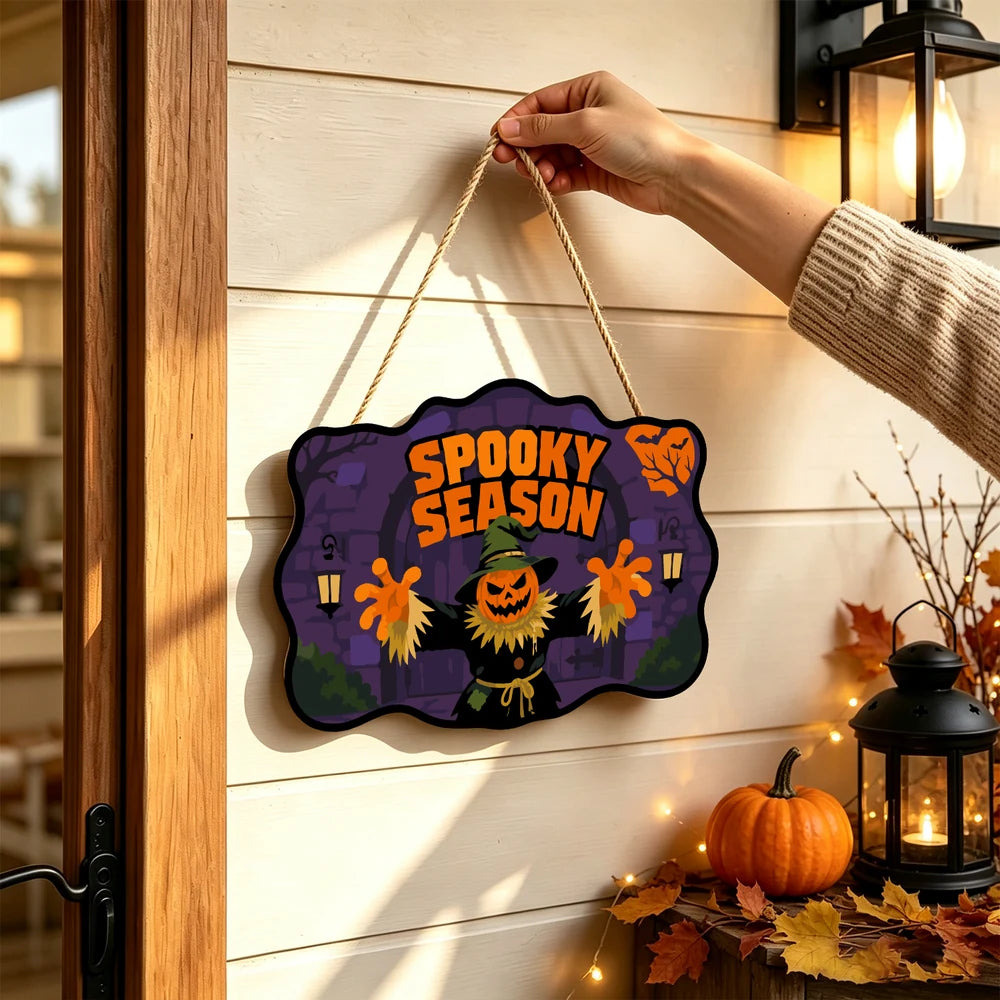 Paint by Numbers - Wooden Door Hanger | Spooky Season Pumpkin Scarecrow