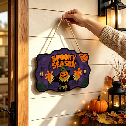 Paint by Numbers - Wooden Door Hanger | Spooky Season Pumpkin Scarecrow
