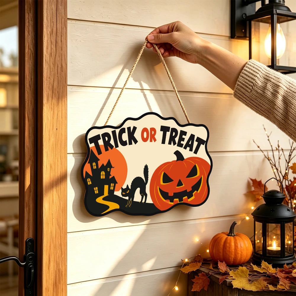 Paint by Numbers - Wooden Door Hanger | Trick or Treat Pumpkin Path