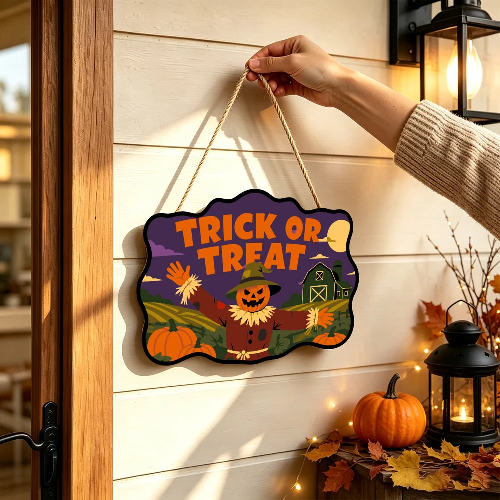 Paint by Numbers - Wooden Door Hanger | Trick or Treat Scarecrow at the Barn