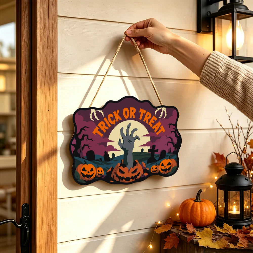 Paint by Numbers - Wooden Door Hanger | Trick or Treat Zombie Hand