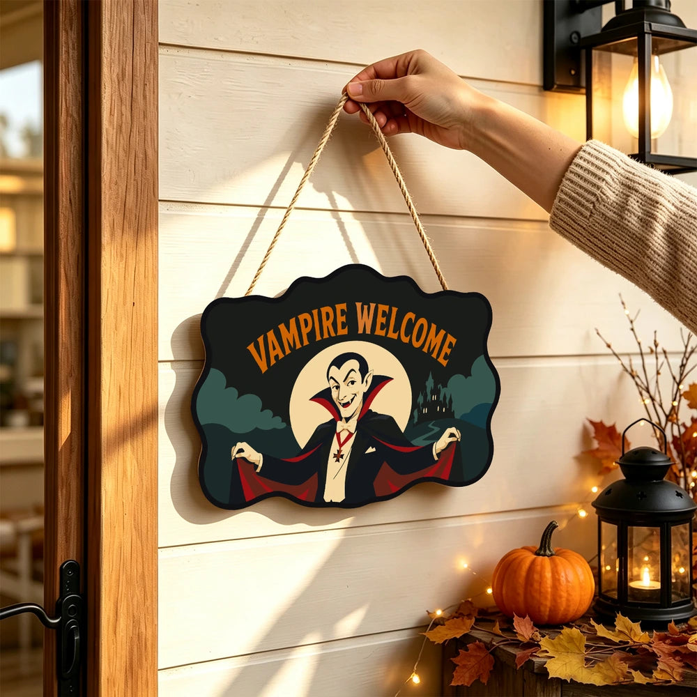 
Paint by Numbers - Wooden Door Hanger | Vampire Welcome