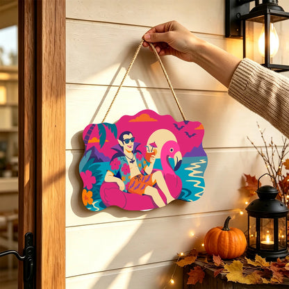 Paint by Numbers - Wooden Door Hanger | Vampire on a Flamingo Float