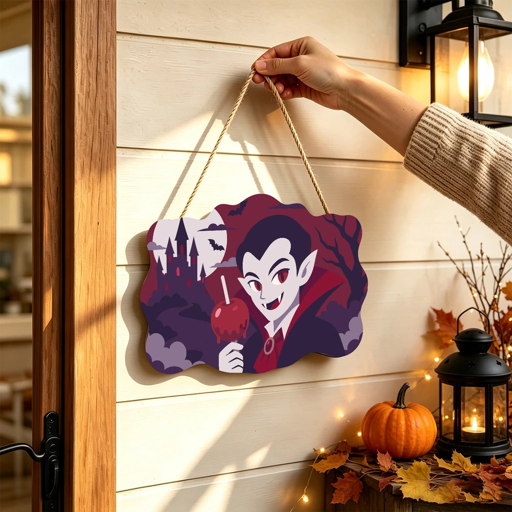 
Paint by Numbers - Wooden Door Hanger | Vampire with a Candy Apple