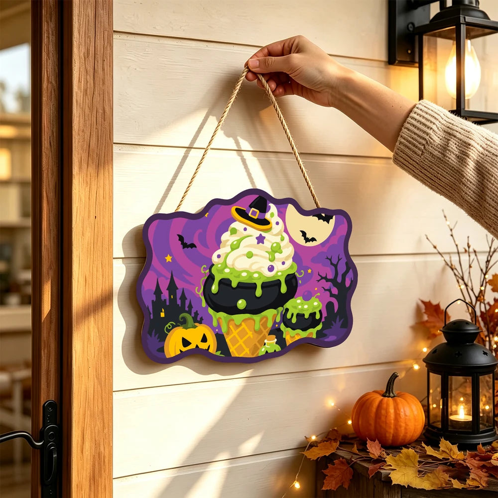 Paint by Numbers - Wooden Door Hanger | Witch's Cauldron Ice Cream
