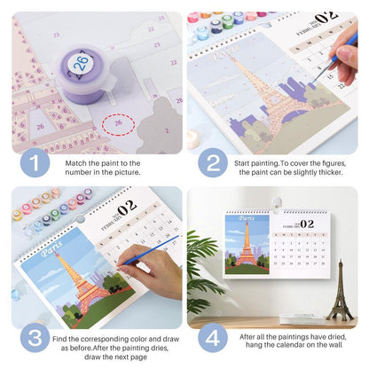 Paint by Numbers - 2026 Wall Calendar - World Landmarks Edition