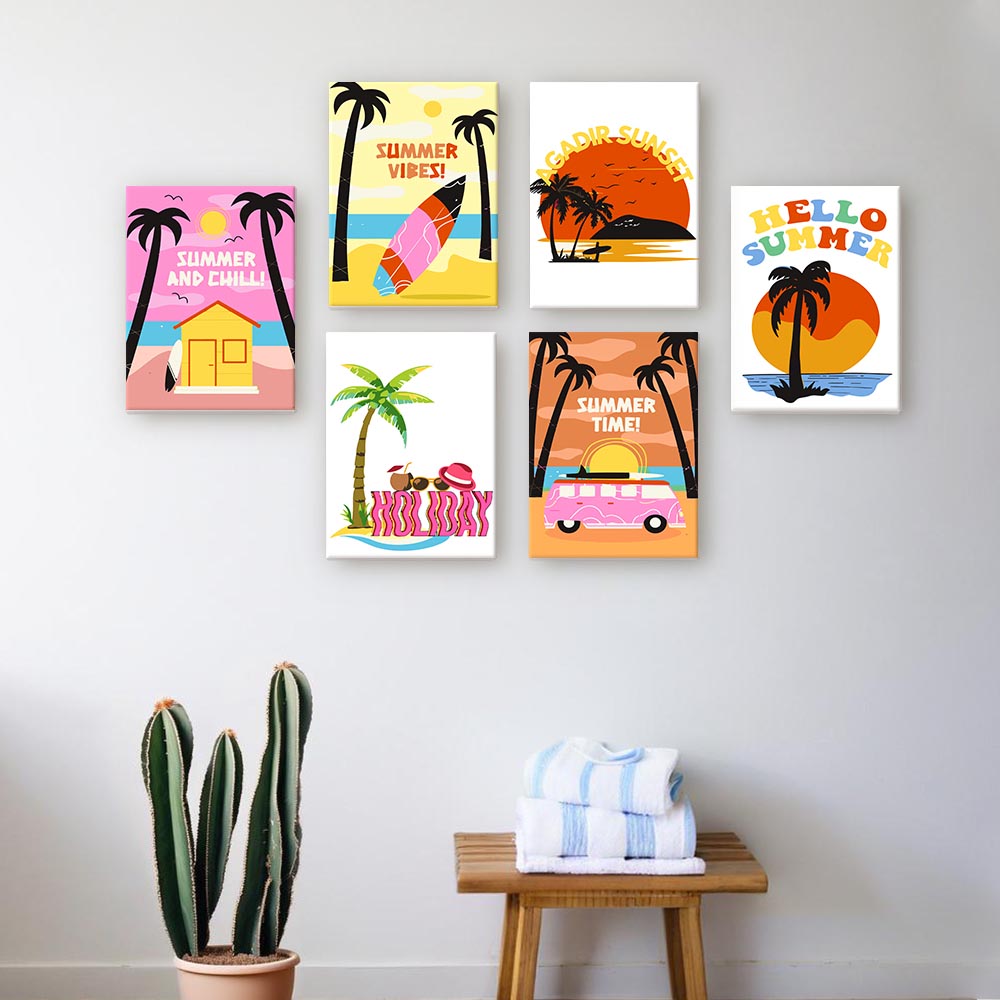 Paint by Numbers – 6 Mini Paintings | Retro Summer Holiday Set