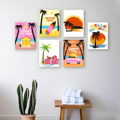 Paint by Numbers – 6 Mini Paintings | Retro Summer Holiday Set