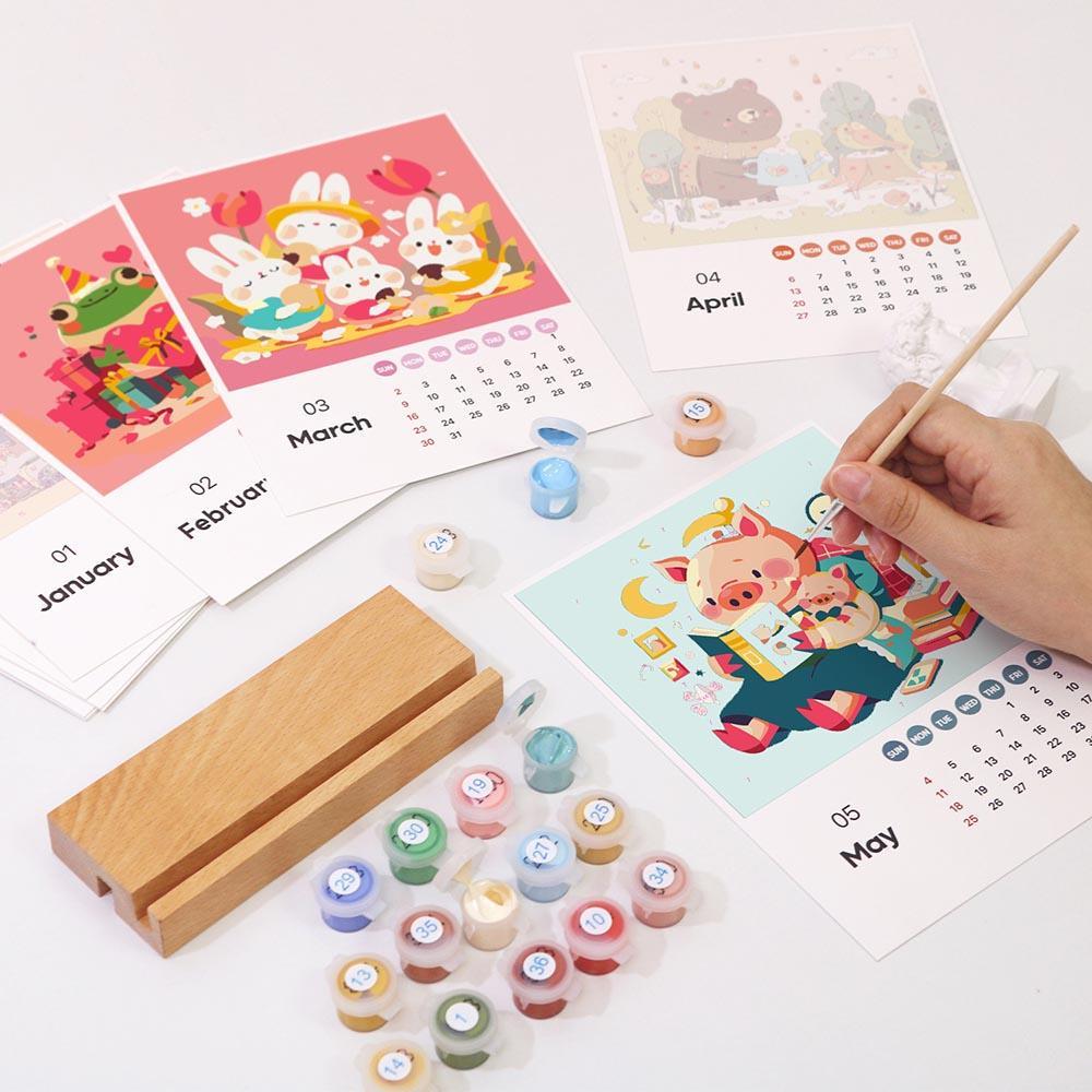 Paint by Numbers - 2025 Desk Calendar - Cute Critter Parade