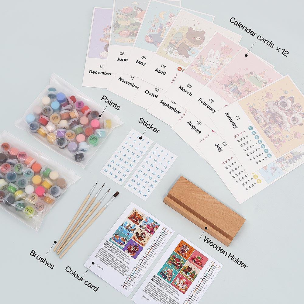 Paint by Numbers - 2025 Desk Calendar - Cute Critter Parade