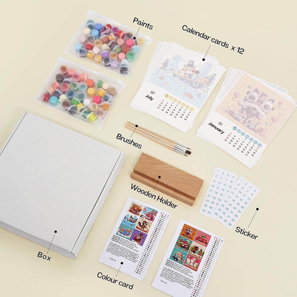 Paint by Numbers - 2025 Desk Calendar - Cute Critter Parade