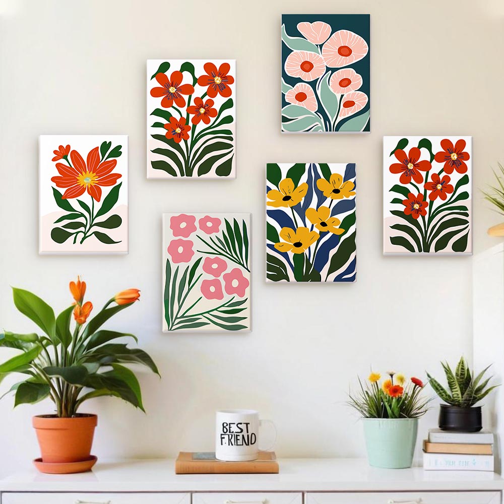 Paint by Numbers – 6 Mini Paintings | Vibrant Floral Garden Set
