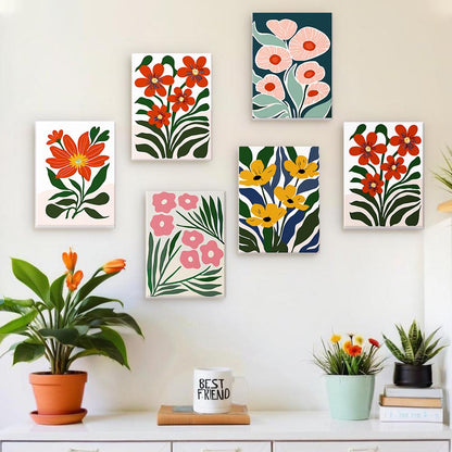 Paint by Numbers – 6 Mini Paintings | Vibrant Floral Garden Set