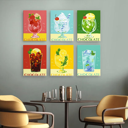 Paint by Numbers – 6 Mini Paintings | Retro Ice Cream & Drinks Set
