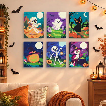 Paint by Numbers – 6 Mini Paintings | Colorful Graveyard Friends Set