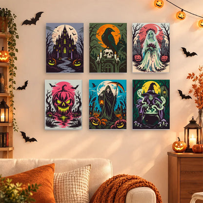 Paint by Numbers – 6 Mini Paintings | Dark Gothic Horror Set