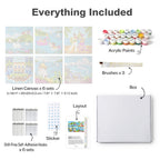 Paint by Numbers – 6 Mini Paintings | European Holiday Postcards (Square)