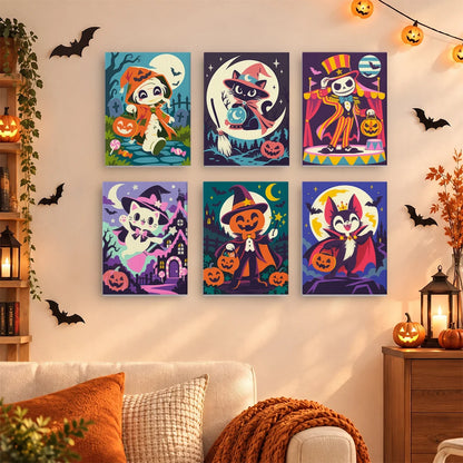 Paint by Numbers – 6 Mini Paintings | Halloween Circus Characters Set