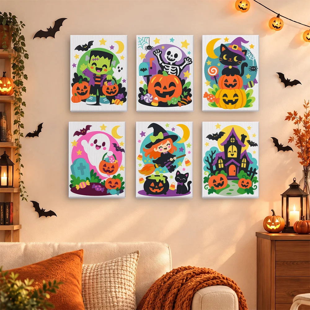 Paint by Numbers – 6 Mini Paintings | Halloween Party Pals Set
